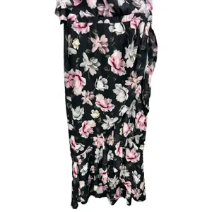 NWT AQUA Formal One Shoulder Ruffle‎ Floral High-Low Midi Dress Black Size 4 thumbnail 8