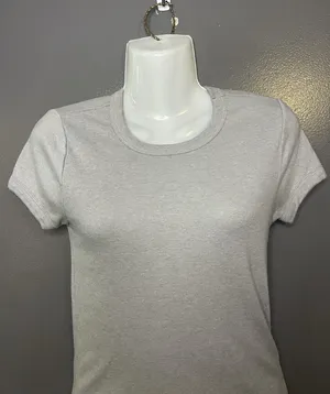 BDG Shirt Womens Medium Gray Solid Crew Neck Short Sleeve Fitted Basic Tee Top thumbnail 1