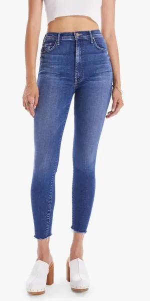MOTHER Denim Women’s High Waisted Rail Ankle Fray Crop Jeans High Fidelity Wash thumbnail 1