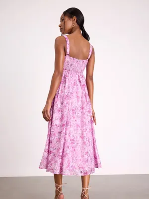 Lulus Colwyn Light Magenta Floral Jacquard Bustier Midi Dress Size Small thumbnail 2