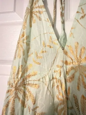 Green gold flowy dress thumbnail 7