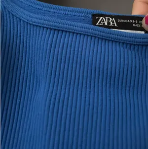 ZARA Cropped Tank Top Ribbed Electric Blue XS-S thumbnail 3