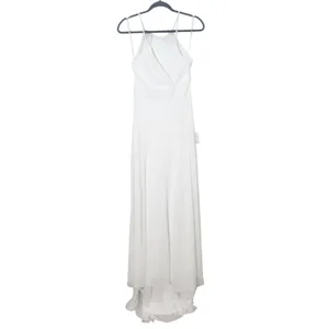 Lulus White Chiffon Wedding Dress with Faux Wrap Style NWT Size Medium thumbnail 3
