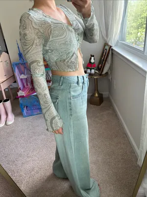 Paisley cropped top. S Green thumbnail 6
