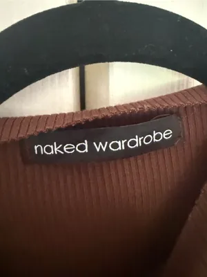 Naked Wardrobe Snatched and Sexy Bodycon Mockneck Dress Chocolate Brown Small thumbnail 3