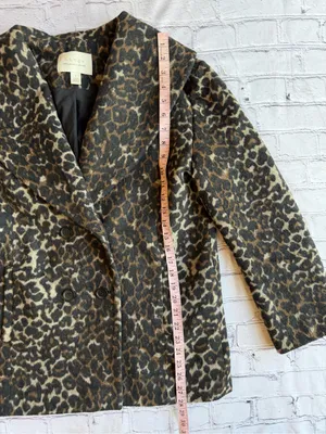 The Hinge Double-Breasted Leopard Car Coat Pea Animal Print Womens Small Classic thumbnail 6