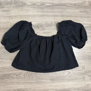 Abercrombie & Fitch Womens Crop Top Size S Black Linen Cotton Off The Shoulder‎ thumbnail 10