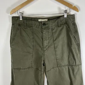 Madewell Twill Wide Leg Utility Pants Woman’s Size 32 Olive Green‎ Boho thumbnail 3