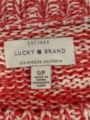 Lucky Brand Red & Cream Marled 100% Cotton Knit Sweater Small thumbnail 6