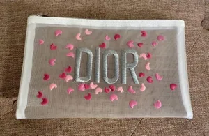 Christian Dior Embroidered Hearts Cosmetic Pouch thumbnail 1