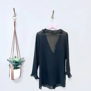 Vintage Victoria’s Secret Sheer Ruffle Front Long Sleeve Top Women’s M thumbnail 3