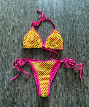 Pink and yellow bikini Size M thumbnail 1