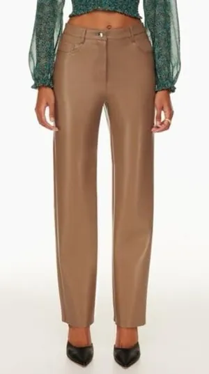 Aritzia Wilfred Melina Straight Leg‎ Vegan Leather Pants in Light Brown Size 4 thumbnail 1