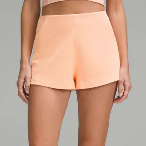 Lululemon Ribbed Softstreme High Rise Shorts Peach Bellini 12 NWT thumbnail 2