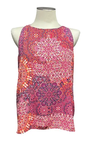Adrienne Vittadini Sleeveless Top Pink Orange Blue Large thumbnail 1