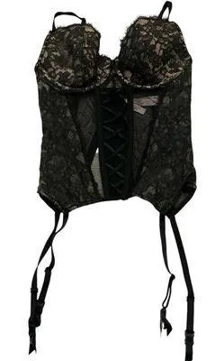 Victoria’s Secret black lacy lace corset size m garter with straps thumbnail 1