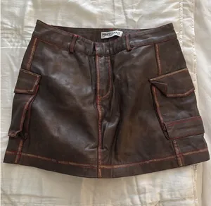 Princess Polly Leather Mini Cargo Brown Skirt US 0 thumbnail 1