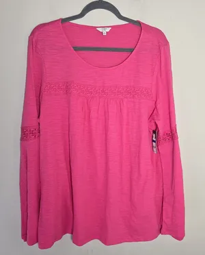 Crown & Ivy Pink Bell Sleeve Top thumbnail 1