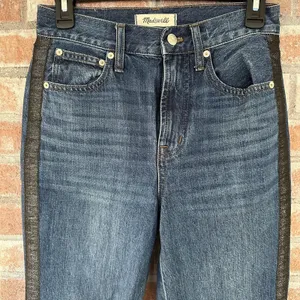 NWOT Madewell Perfect Vintage Jeans Metallic Tuxedo Glitter Stripe thumbnail 5