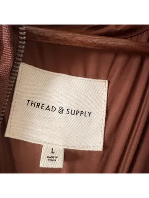 Thread & Supply Denver Brown Quilted Vest Full Zip Pockets Size Large thumbnail 3