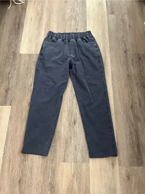 Zara Womens XL Jogger Charcoal Gray Washed Denim Pull On Straight Leg Jeans thumbnail 2