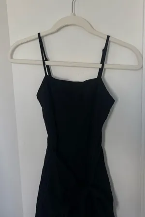 Princess Polly Elegant Black Spaghetti Strap Tie Dress thumbnail 1