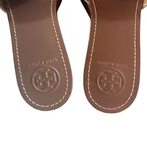 Tory Burch Joanie Straw Wedge Slides Tan‎ Studded 9.5 Boho thumbnail 4