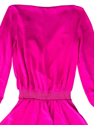 Amanda Uprichard Women’s Ciara Surplice Neck Long Sleeve Smock Waist Pink Dress thumbnail 7