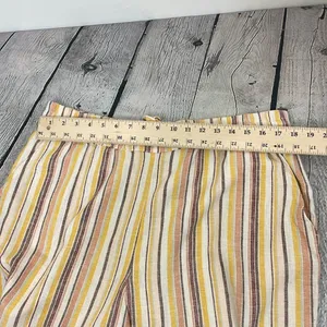 D&Co Naturals Linen blend pull on pants multicolor Striped Pants size Large thumbnail 12