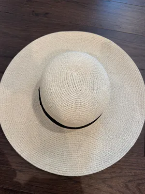 Target Wide Brim Straw Sun Hat with Black Band - C54-077 thumbnail 6