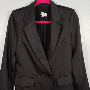 Superdown Revolve Miley Black Oversized Satin Blazer Mini Dress Small thumbnail 3
