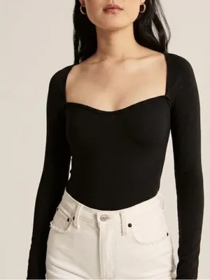 ABERCROMBIE & FITCH Long Sleeve Sweetheart Neckline Bodysuit thumbnail 1