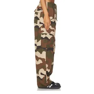 NWT Good American Parachute Cargo Pants Fatigue Green Camo Size‎ Large thumbnail 3