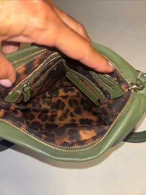 B Makowsky Olive Green Leather Crossbody Silver Hardware With B Hang Tag thumbnail 10