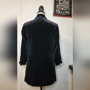 Express Velvet Longline Blazer Black Soft Velvet Open Front Jacket Women XS/TP thumbnail 3