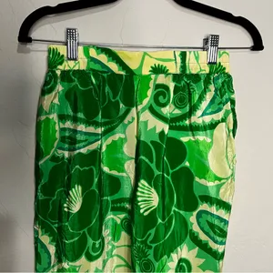 Farm Rio Tropical Groove Green Yellow Floral Bold Wide‎ Leg Flowy Resort Pants thumbnail 3