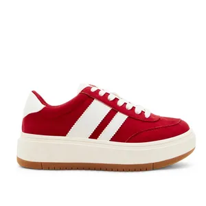 Madden Girl Red Platform Sneakers‎ White Stripe Lace Up Size 8.5 B12B thumbnail 3