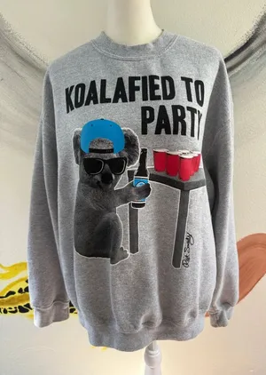 Riot Society Gray 'Koalafied to Party' Graphic Crewneck Sweatshirt. Size M thumbnail 1