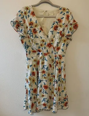 Altar'd State Womens Size Large Multicolor Floral Print Surplice Shift Dress thumbnail 1