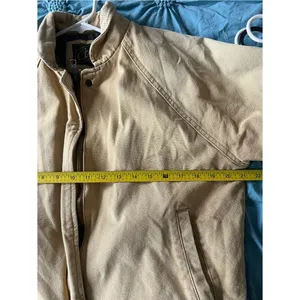 Obey Cream Canvas Bomber Jacket Corduroy Collar Brown Lining Short Women’s Sz M thumbnail 10
