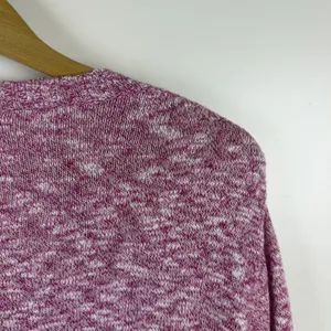 J Crew Womens Pink Marled Cotton Blend Crewneck Sweater Medium Preppy Stretch thumbnail 2