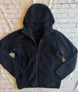 Uniqlo Fleece Full Zip Fluffy Jacket Navy Size S Hooded Streetwear Warm Womens thumbnail 1