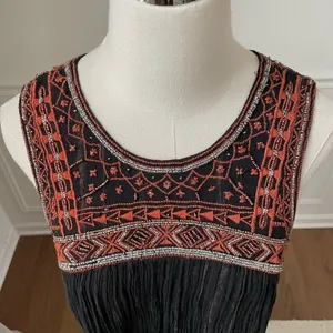 Free People Aztec Embroidered Beaded Swing Dress Open Back $168 2 thumbnail 5
