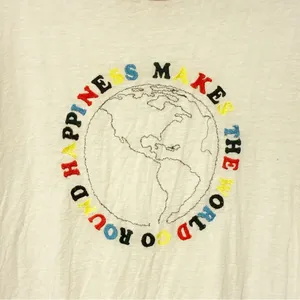 Free People Size Medium ‘Happiness Makes the World Go Round’ embroidered tee thumbnail 3