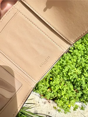Coach Canvas Tri-Fold Wallet With Floral Print White/Tan thumbnail 3