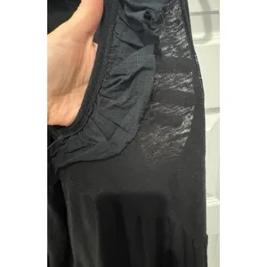 Free People Black Ruffled V-Neck Tank Top thumbnail 5