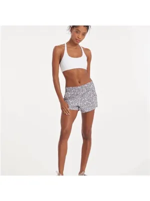 VUORI Women's Dash Mid Rise Leopard Print Running Shorts, Opal Spots (Gray) XL thumbnail 6