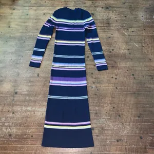 All:Row boutique rainbow navy ribbed S Betsey long dress thumbnail 3