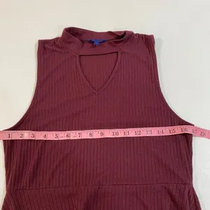 Aeropostale Burgundy Ribbed Fit & Flare Dress Women’s Large Sleeveless Mock Neck thumbnail 4
