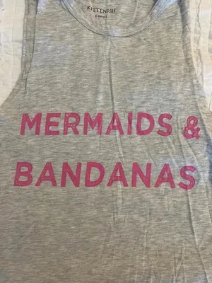 Kittenish Gray Muscle Tank with Pink 'Mermaids & Bandanas' Graphic thumbnail 4